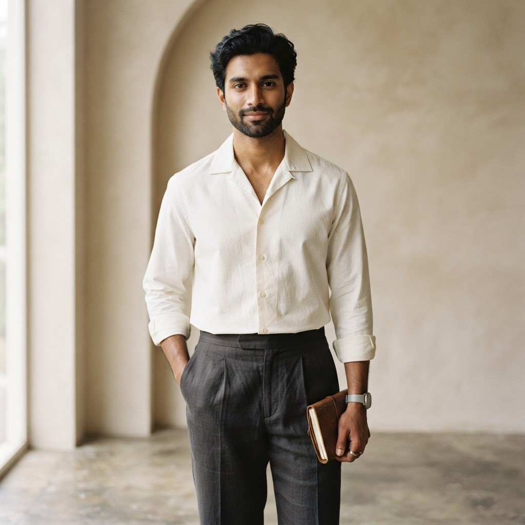 Man wearing a clean white shirt